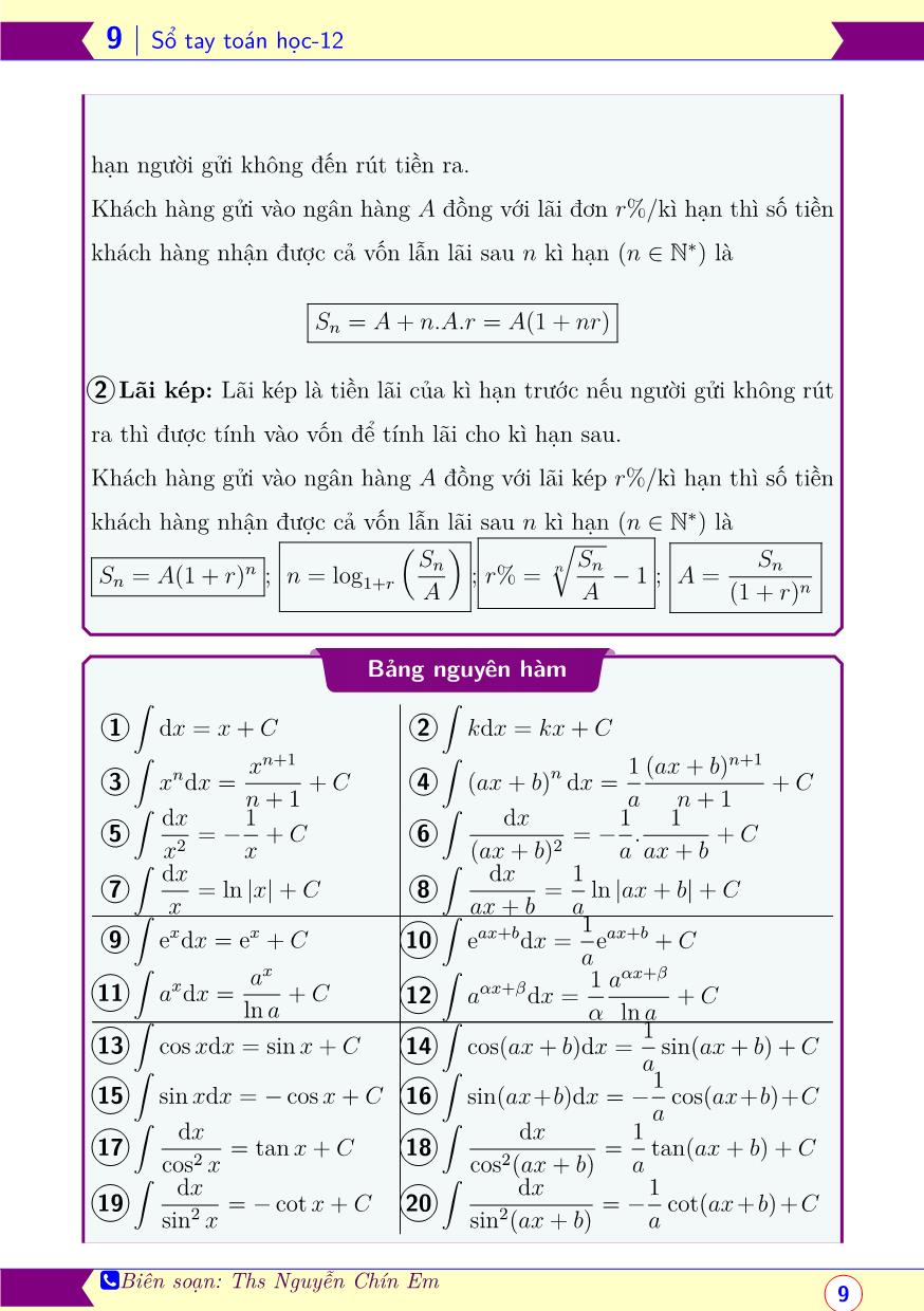 Sổ tay Toán học Lớp 12 trang 10