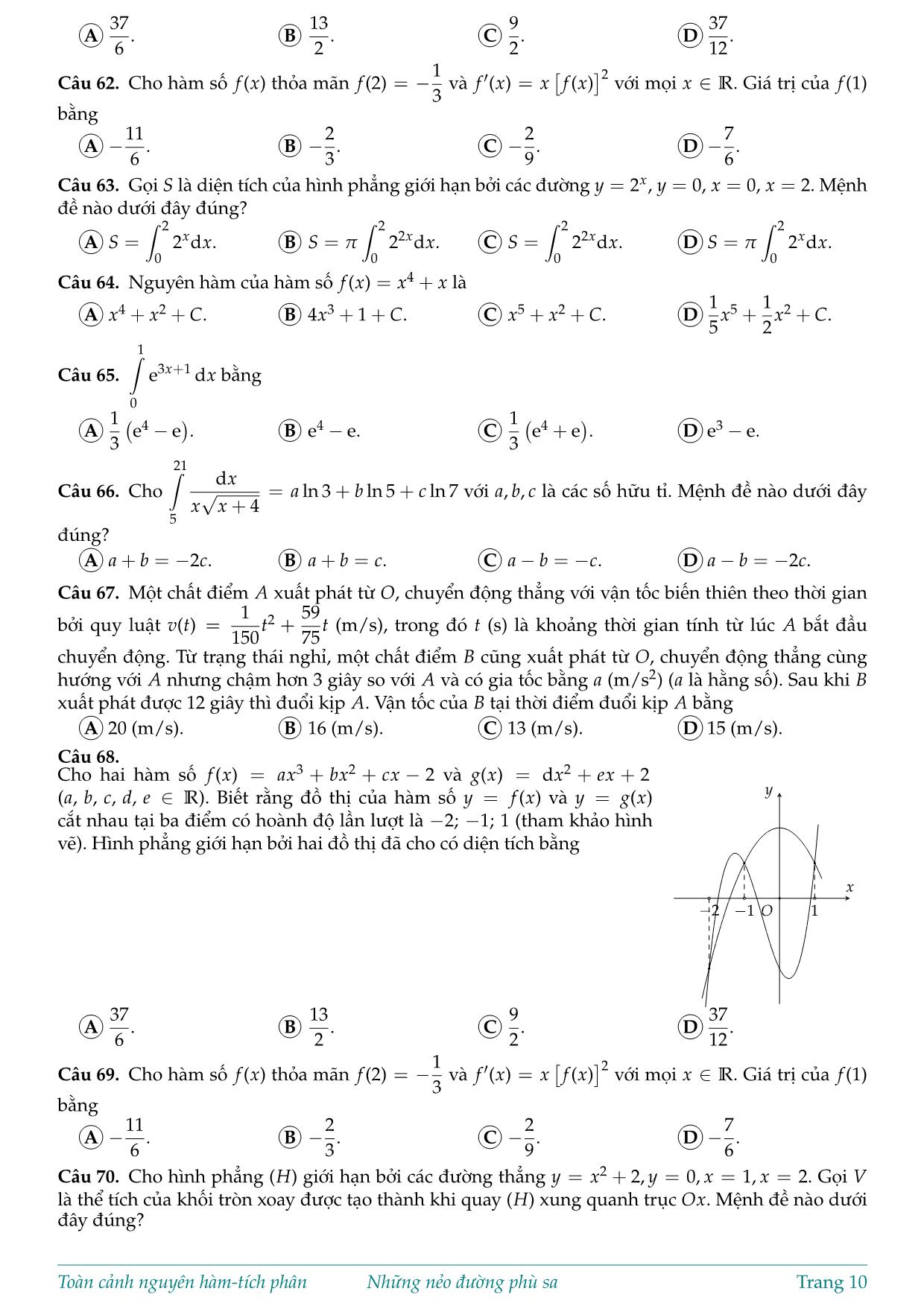 Tài liệu Toàn cảnh Nguyên hàm - Tích phân ứng dụng tích phân trang 10