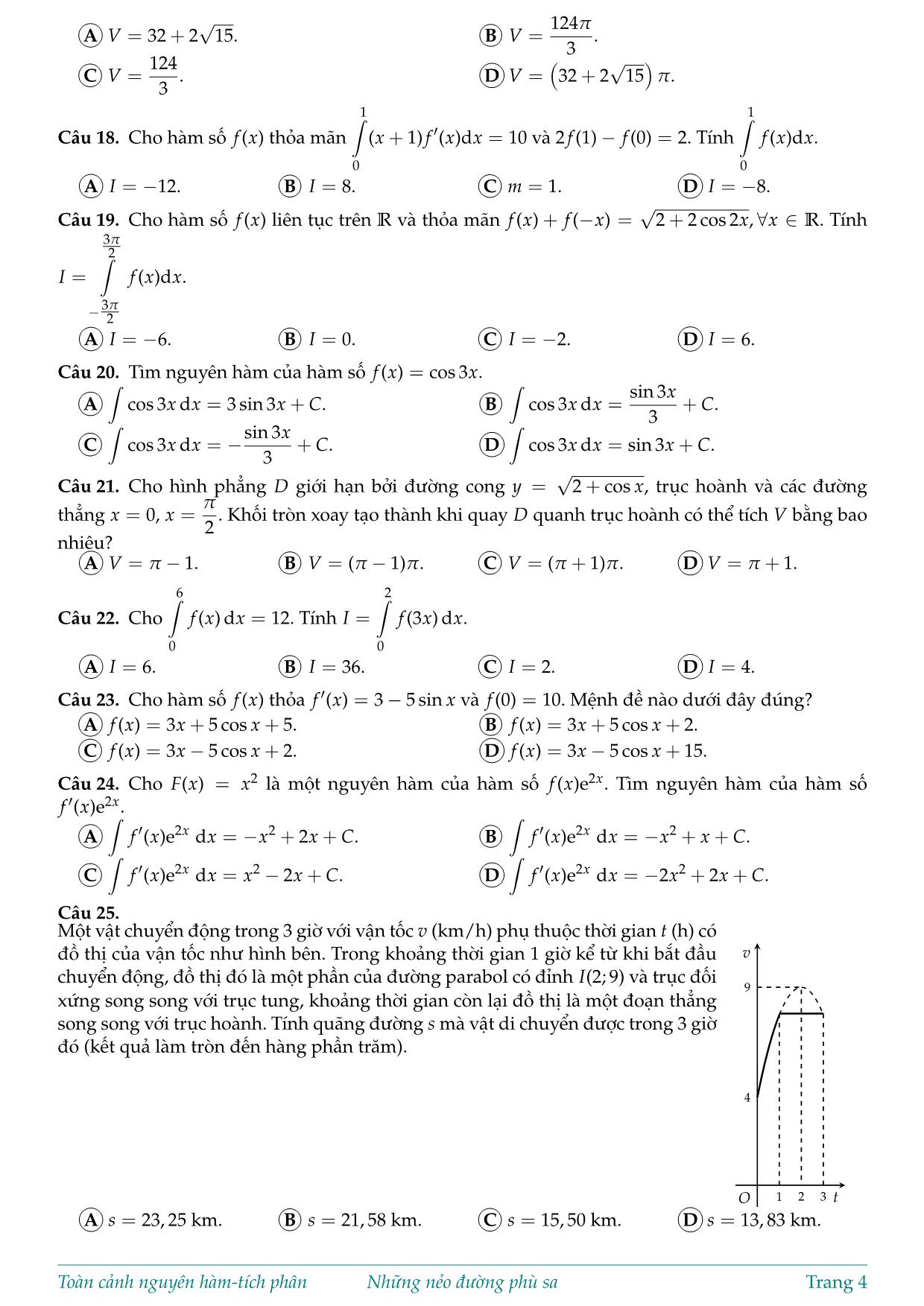 Tài liệu Toàn cảnh Nguyên hàm - Tích phân ứng dụng tích phân trang 4