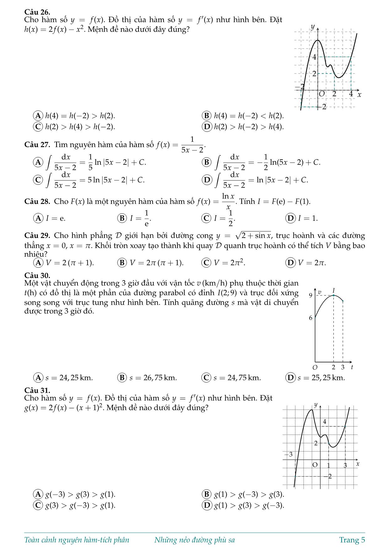 Tài liệu Toàn cảnh Nguyên hàm - Tích phân ứng dụng tích phân trang 5