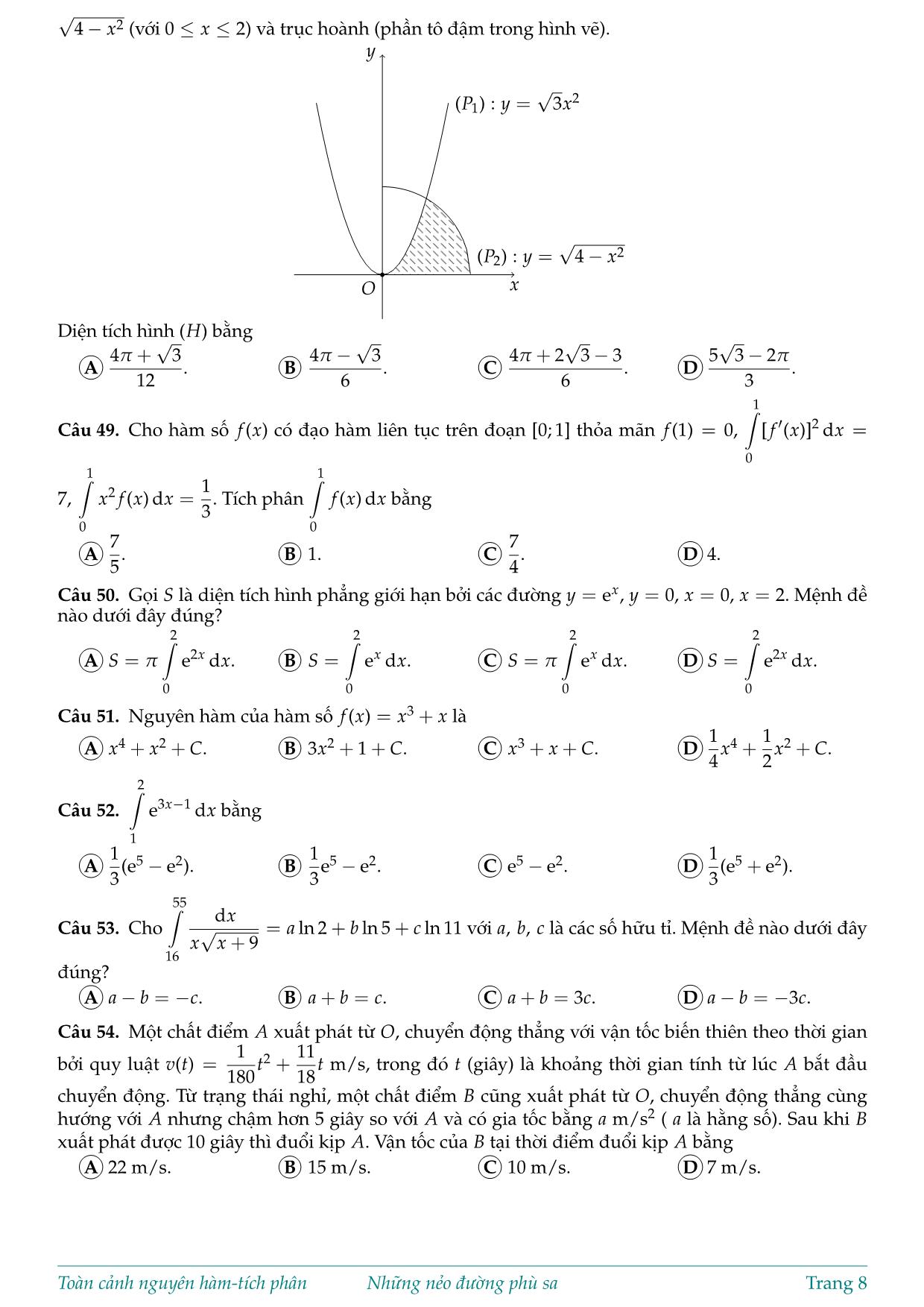 Tài liệu Toàn cảnh Nguyên hàm - Tích phân ứng dụng tích phân trang 8