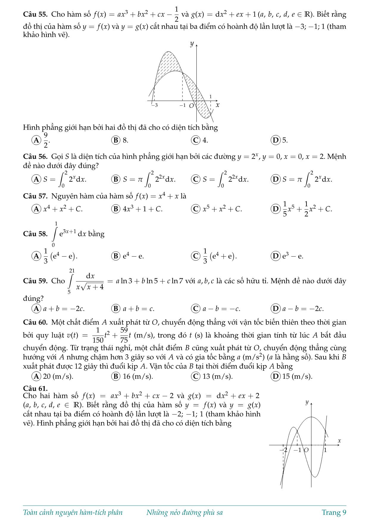 Tài liệu Toàn cảnh Nguyên hàm - Tích phân ứng dụng tích phân trang 9