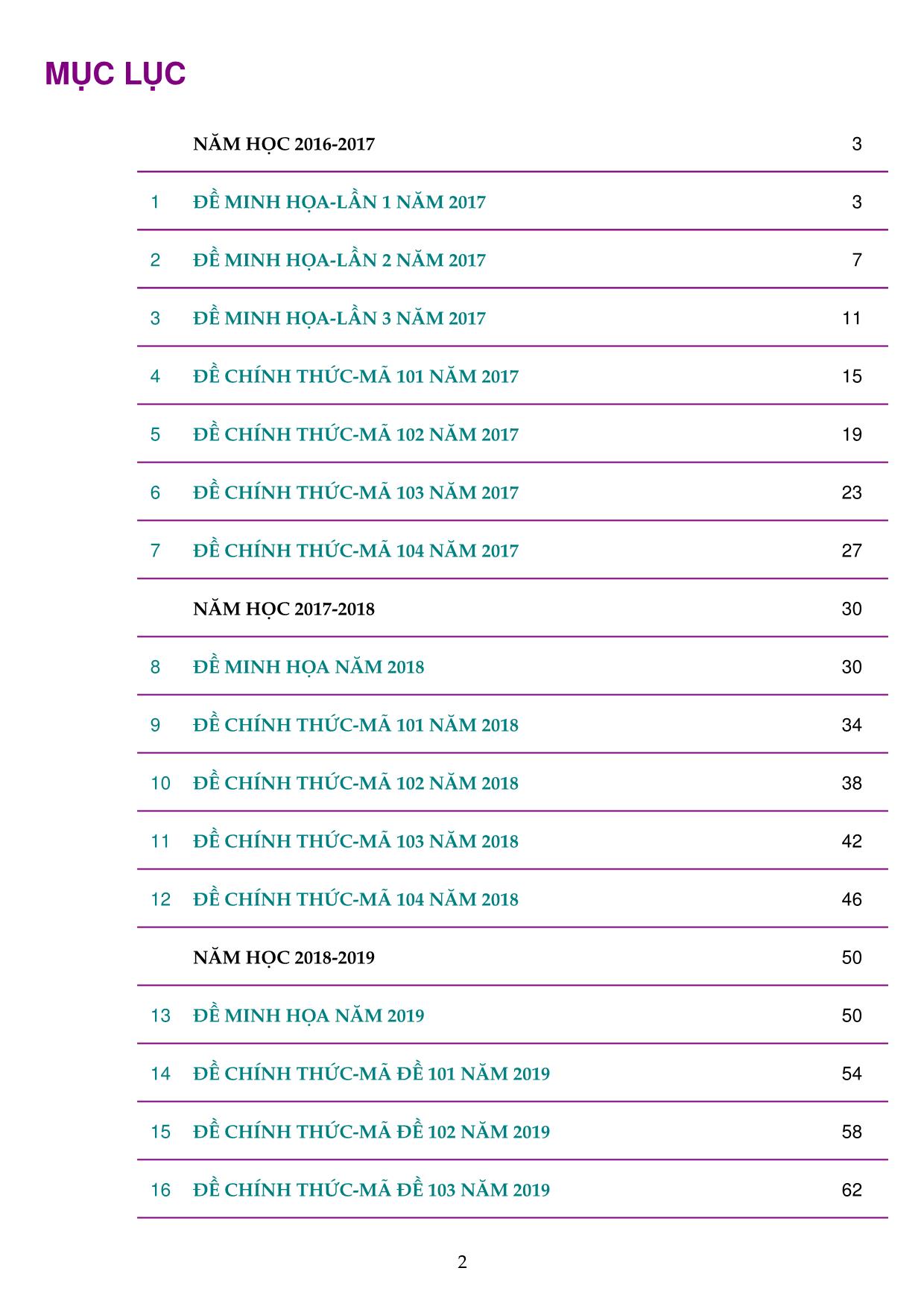 Đề thi trung học quốc gia từ năm 2017-2020 môn Toán trang 2