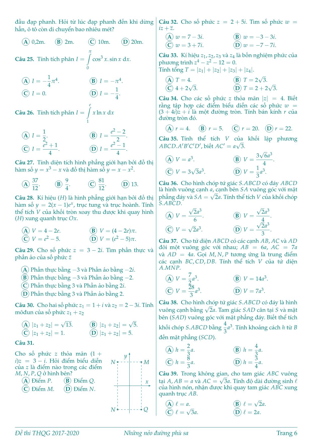 Đề thi trung học quốc gia từ năm 2017-2020 môn Toán trang 6