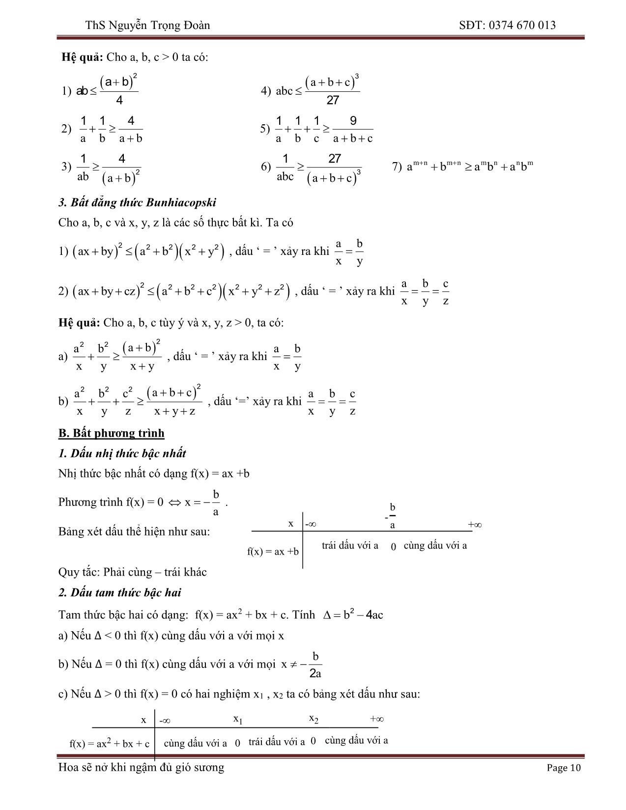 Tổng hợp lý thuyết Toán THPT - Nguyễn Trọng Đoàn trang 10