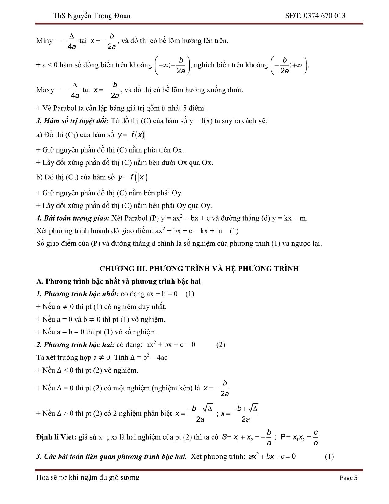 Tổng hợp lý thuyết Toán THPT - Nguyễn Trọng Đoàn trang 5