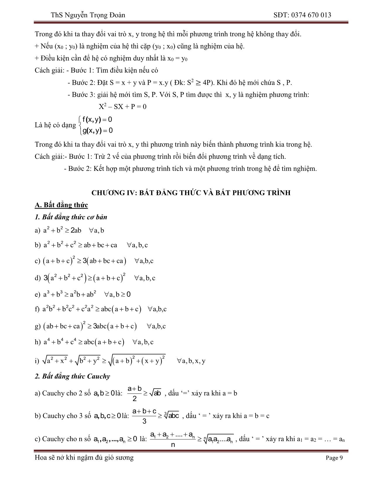 Tổng hợp lý thuyết Toán THPT - Nguyễn Trọng Đoàn trang 9