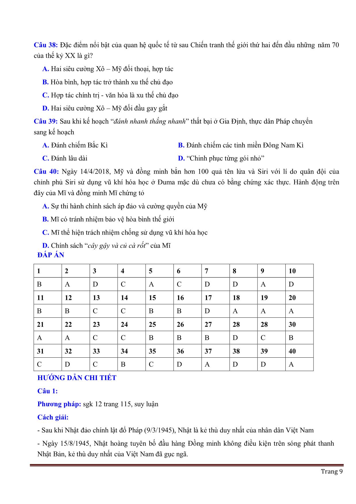 Tuyển chọn 30 đề thi thử THPT Quốc gia môn Lịch sử (Có đáp án và giải chi tiết) trang 9