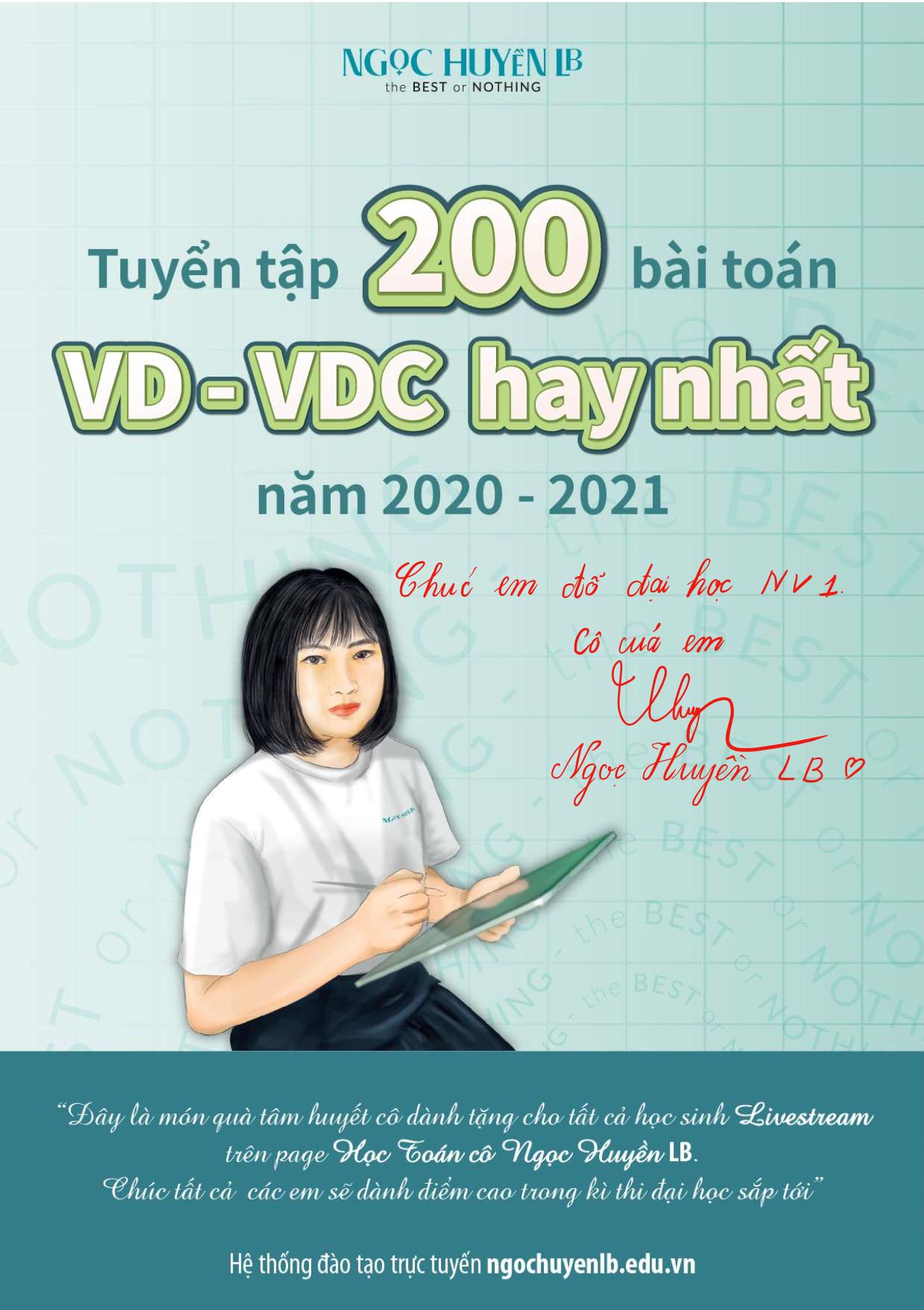 Tuyển tập 200 bài toán vận dụng và vận dụng cao hay nhất - Năm học 2020-2021 trang 1