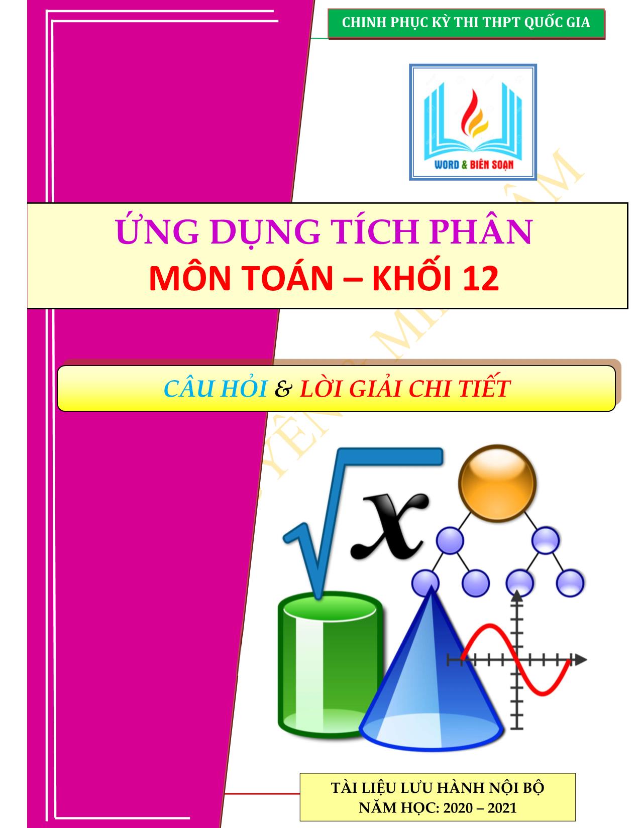 Chinh phục kỳ thi THPT Quốc gia - Ứng dụng tích phân trang 1