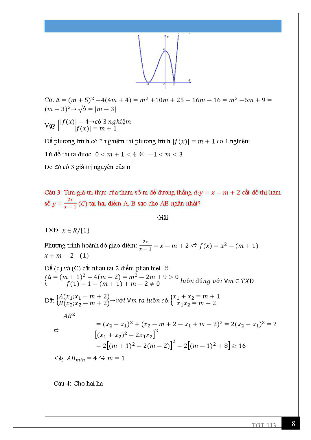 Các bài toán liên quan đến đồ thị hàm số (Có lời giải) trang 8