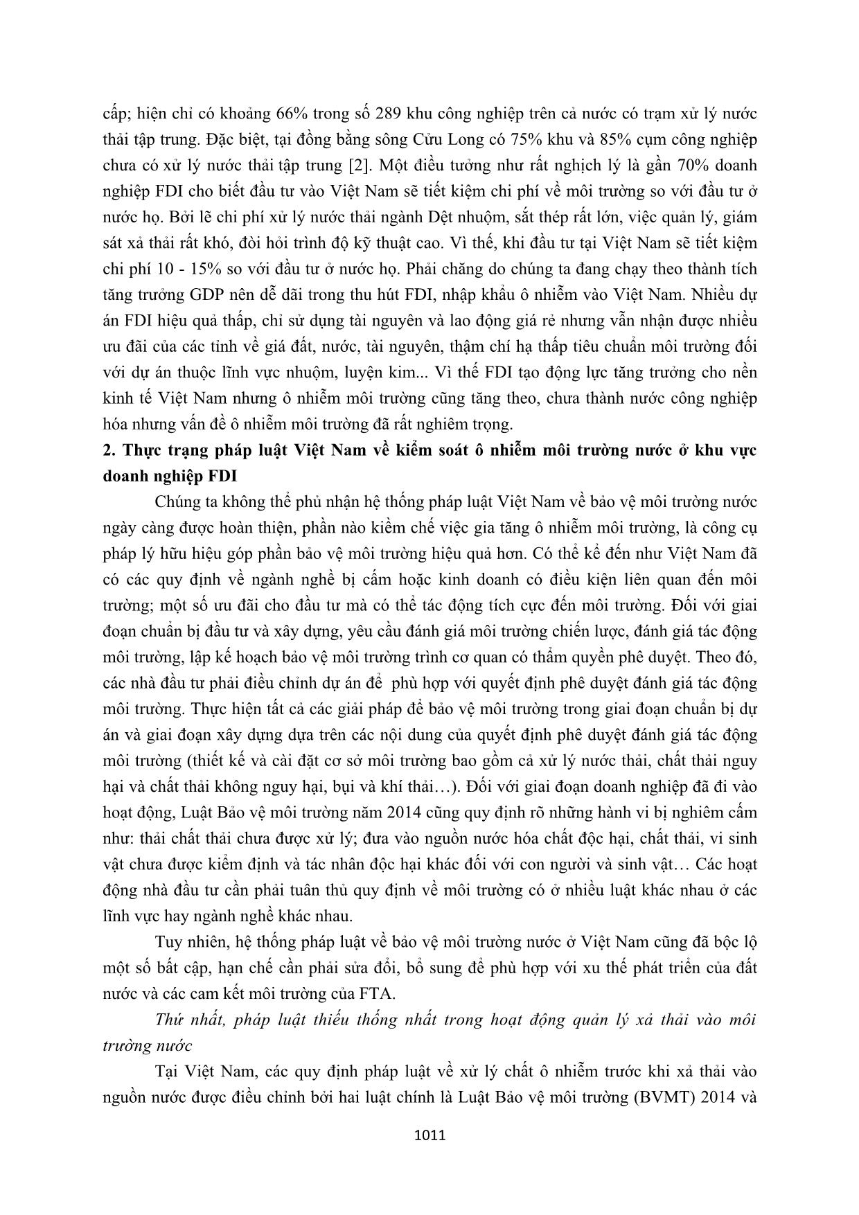 Pháp luật Việt Nam về kiểm soát ô nhiễm môi trường nước ở khu vực doanh nghiệp FDI trang 7