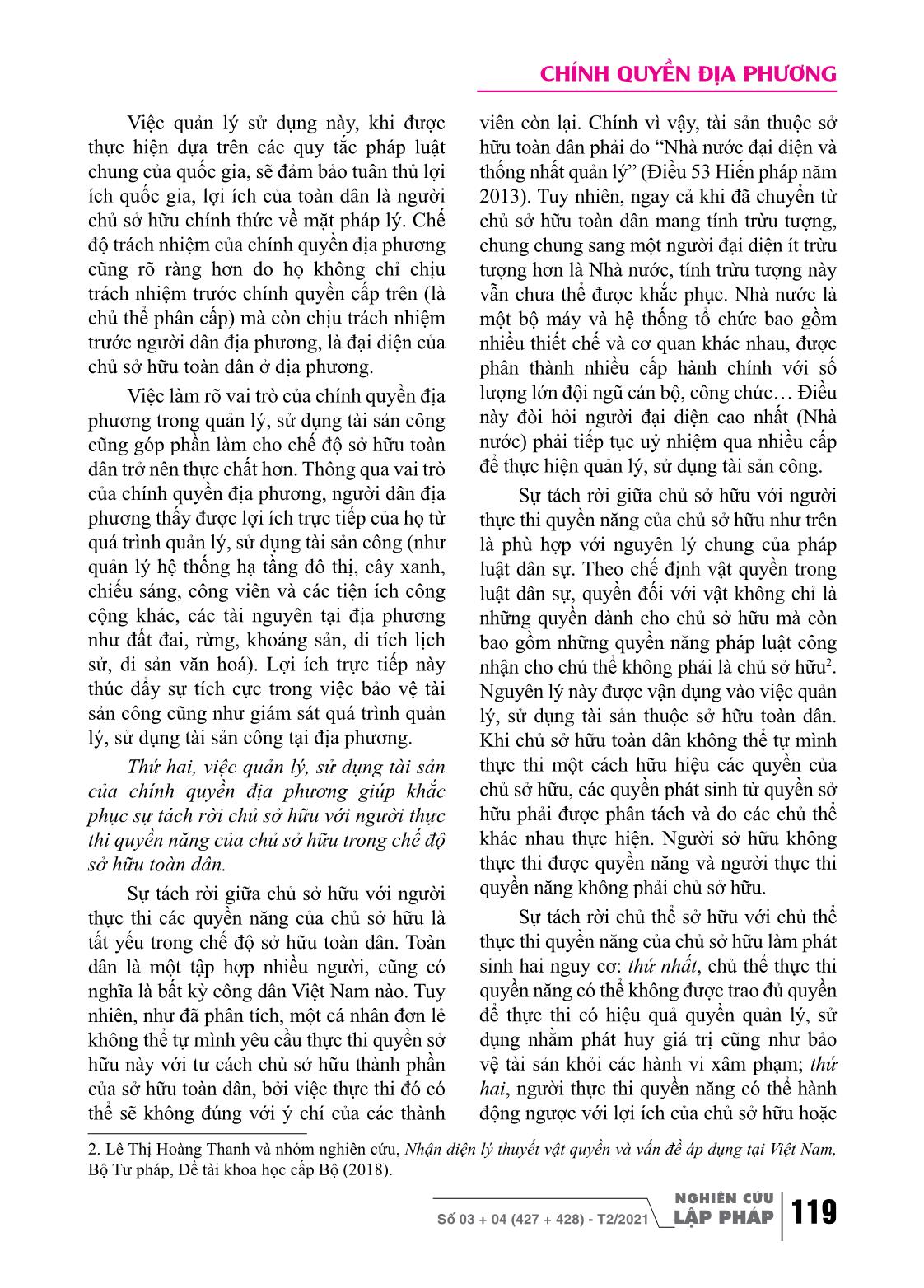 Quản lý, sử dụng tài sản công ở cấp chính quyền địa phương trong chế độ sở hữu toàn dân ở Việt Nam trang 3