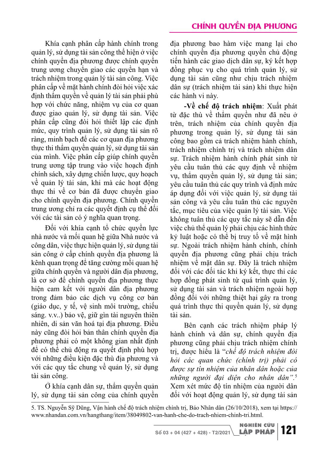 Quản lý, sử dụng tài sản công ở cấp chính quyền địa phương trong chế độ sở hữu toàn dân ở Việt Nam trang 5