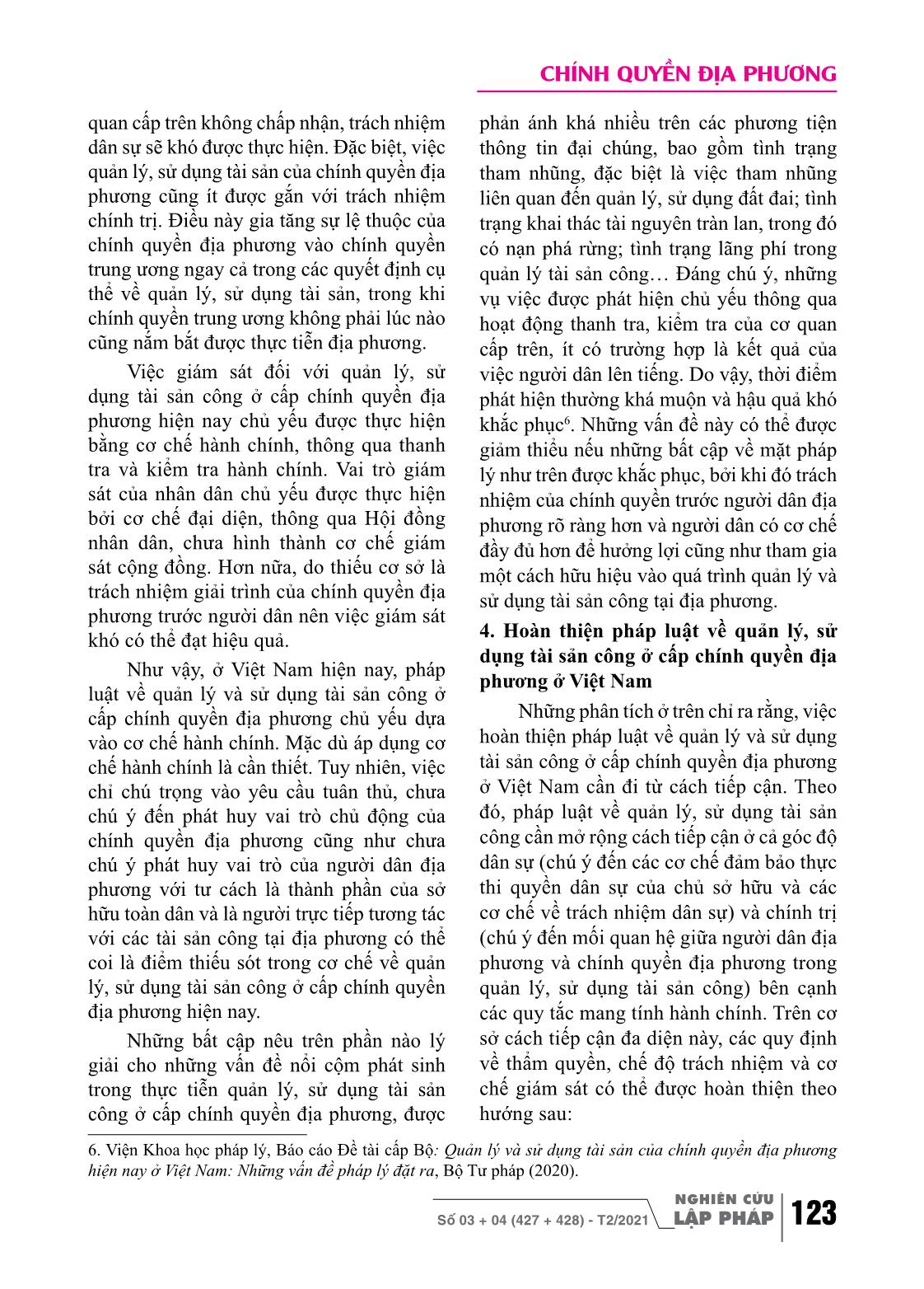 Quản lý, sử dụng tài sản công ở cấp chính quyền địa phương trong chế độ sở hữu toàn dân ở Việt Nam trang 7