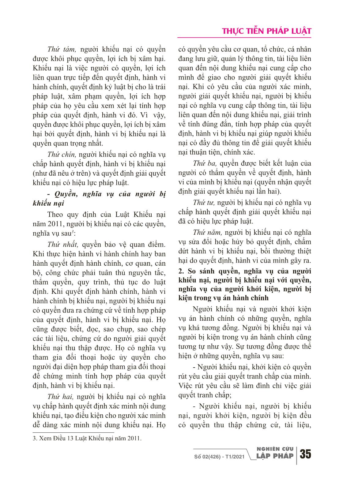 Quyền, nghĩa vụ của người khiếu nại, người bị khiếu nại theo Luật khiếu nại năm 2011 trang 4
