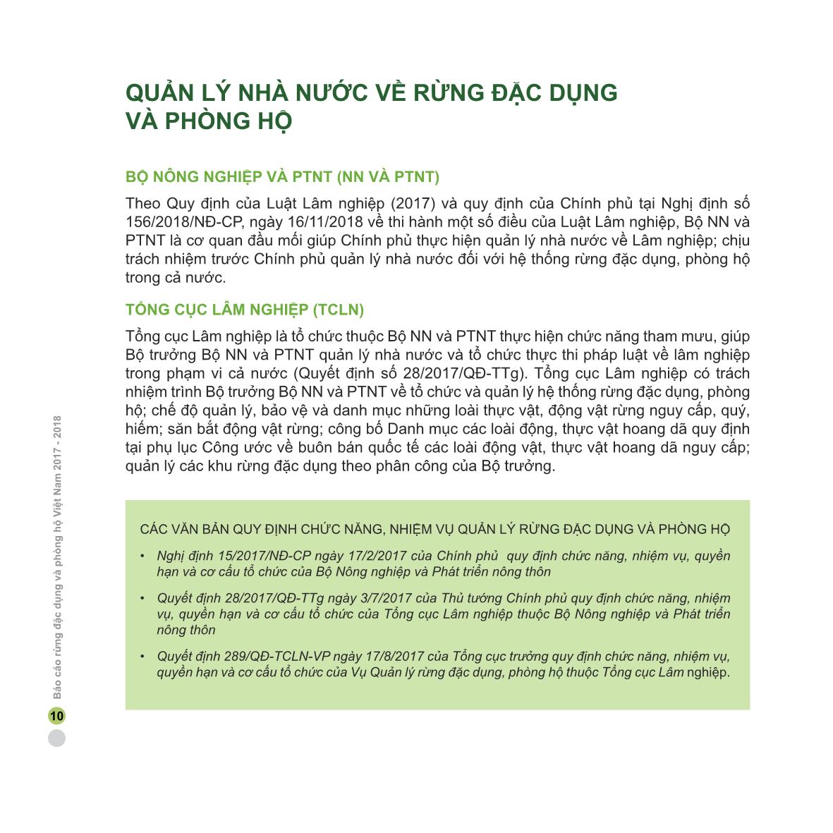 Báo cáo Rừng đặc dụng và phòng hộ Việt Nam năm 2017-2018 trang 10