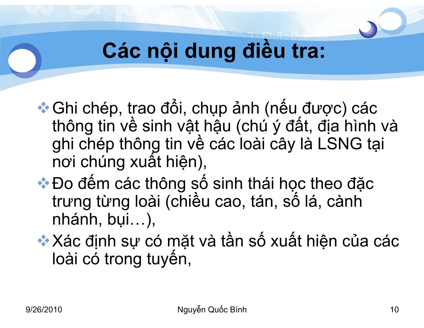 Bài giảng Lâm sản ngoài gỗ - Bài 4: Điều tra Lâm sản ngoài gỗ - Nguyễn Quốc Bình trang 10