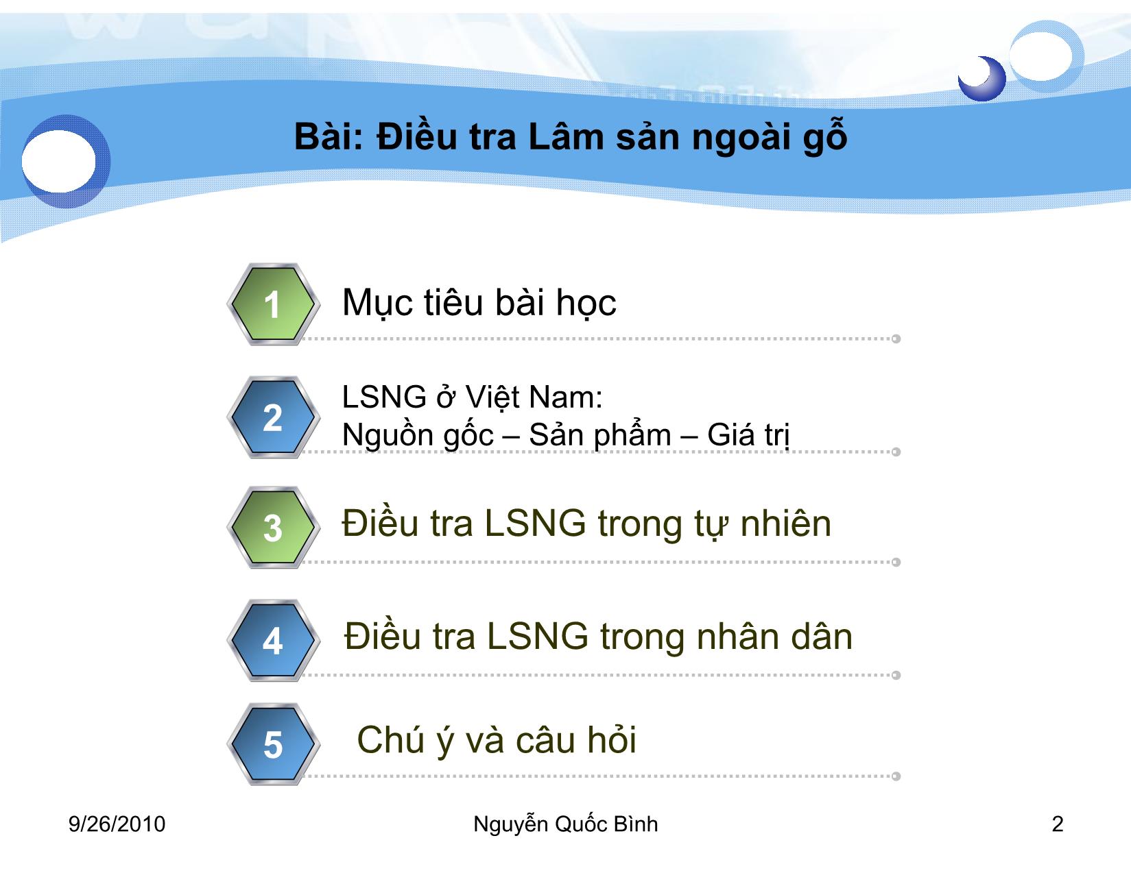 Bài giảng Lâm sản ngoài gỗ - Bài 4: Điều tra Lâm sản ngoài gỗ - Nguyễn Quốc Bình trang 2