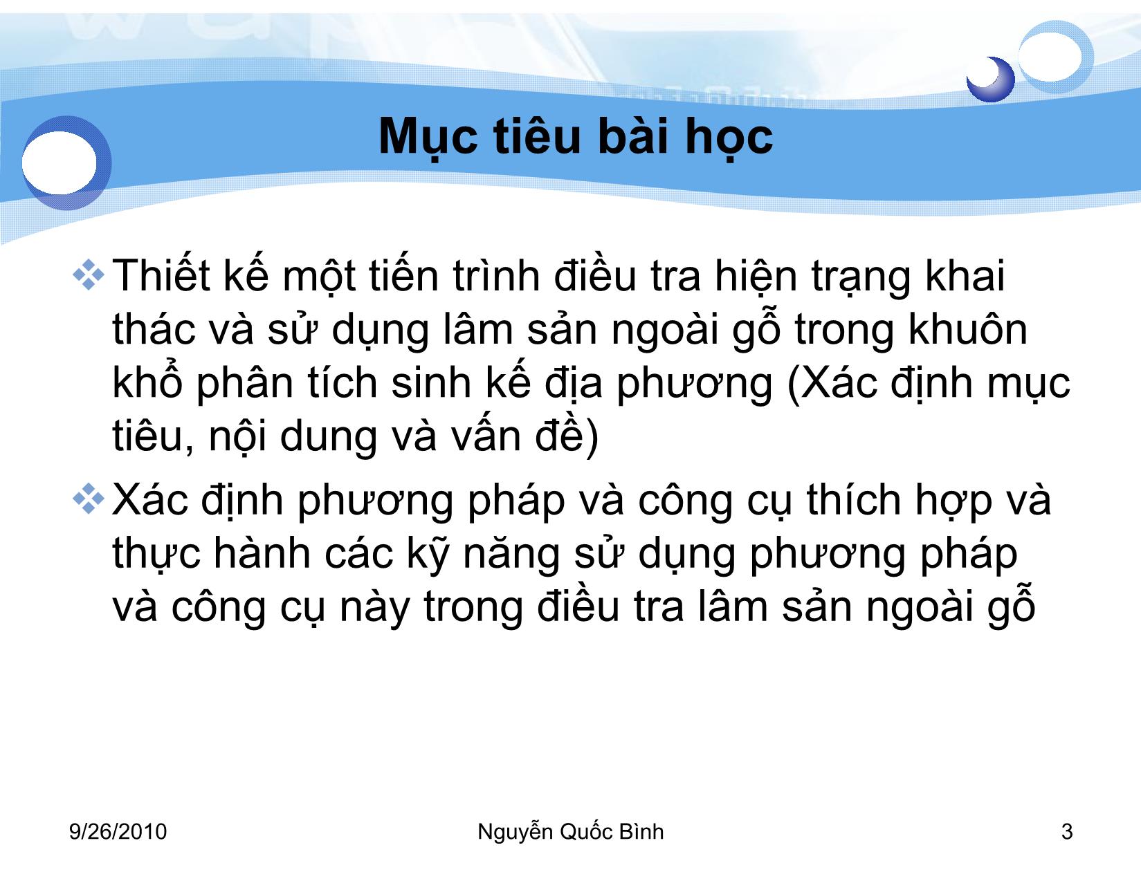 Bài giảng Lâm sản ngoài gỗ - Bài 4: Điều tra Lâm sản ngoài gỗ - Nguyễn Quốc Bình trang 3