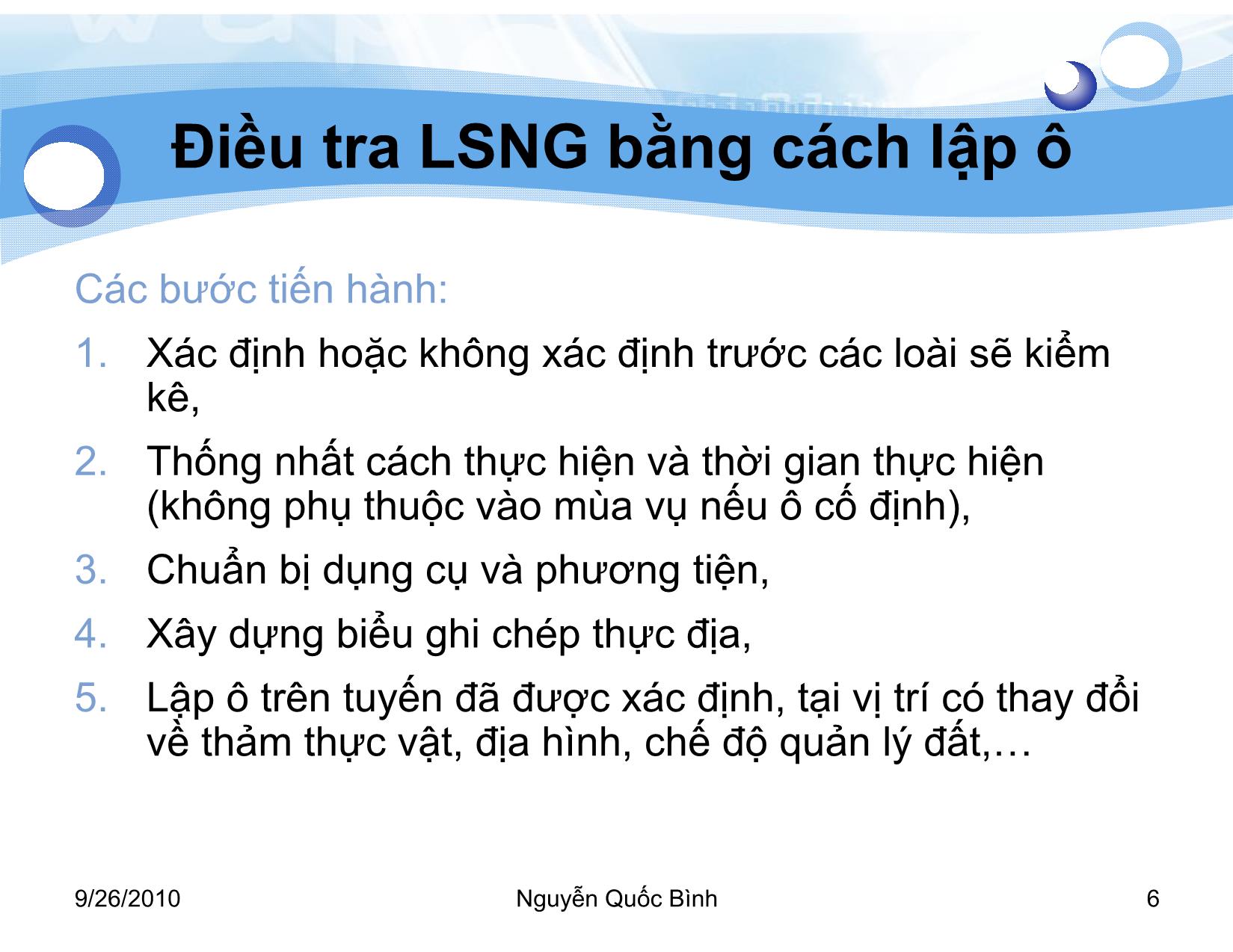 Bài giảng Lâm sản ngoài gỗ - Bài 4: Điều tra Lâm sản ngoài gỗ - Nguyễn Quốc Bình trang 6