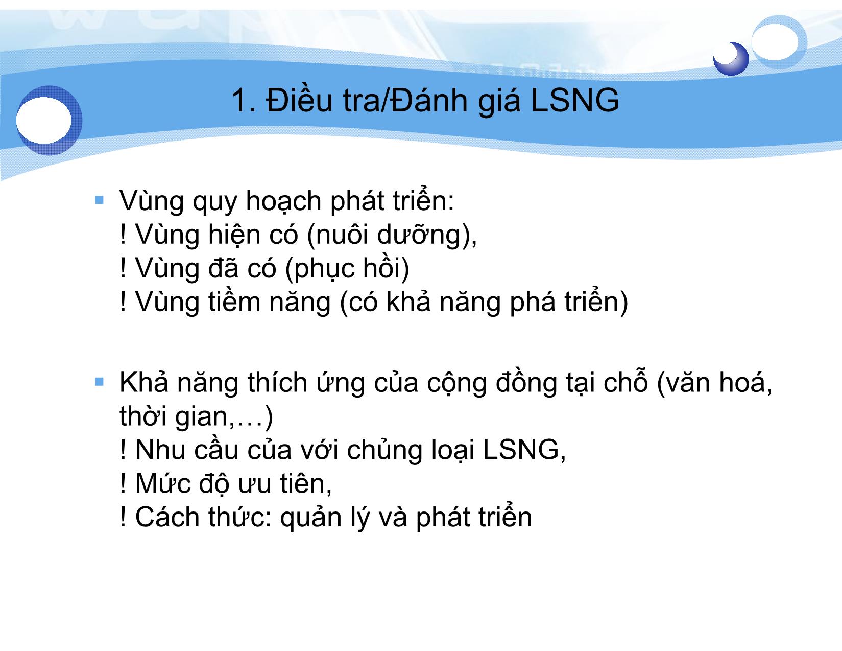 Bài giảng Lâm sản ngoài gỗ - Bài 6: Chiến lược quản lý Lâm sản ngoài gỗ - Nguyễn Quốc Bình trang 6