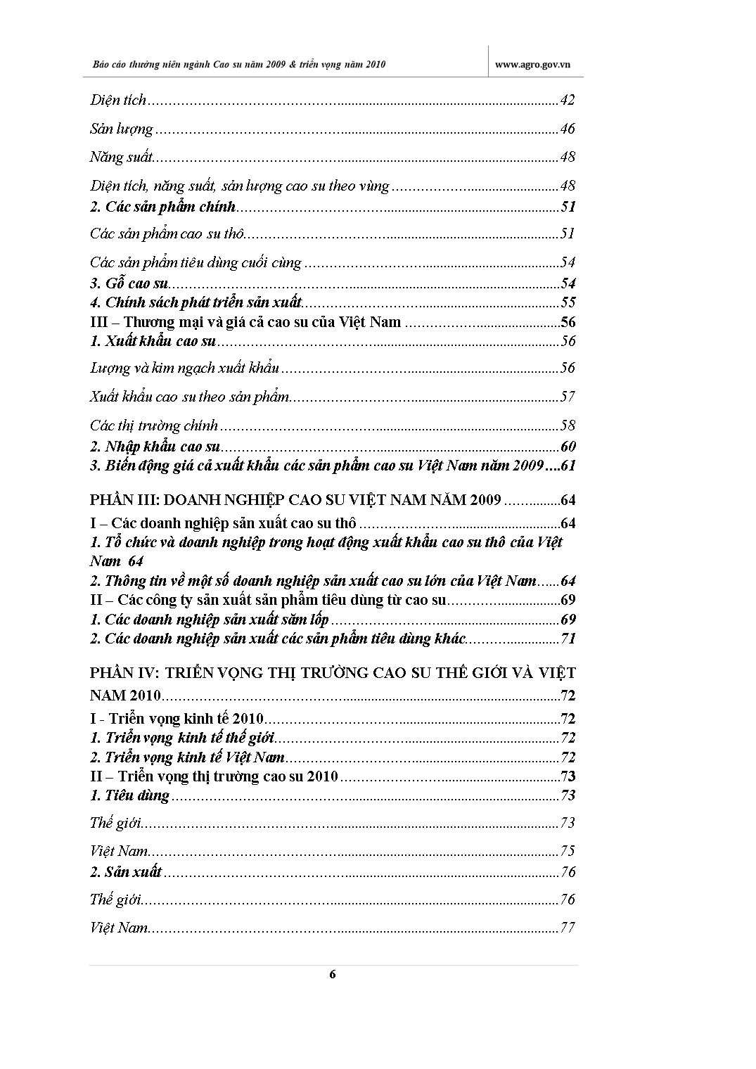 Báo cáo thường niên ngành Cao su năm 2009 và triển vọng năm 2010 trang 6