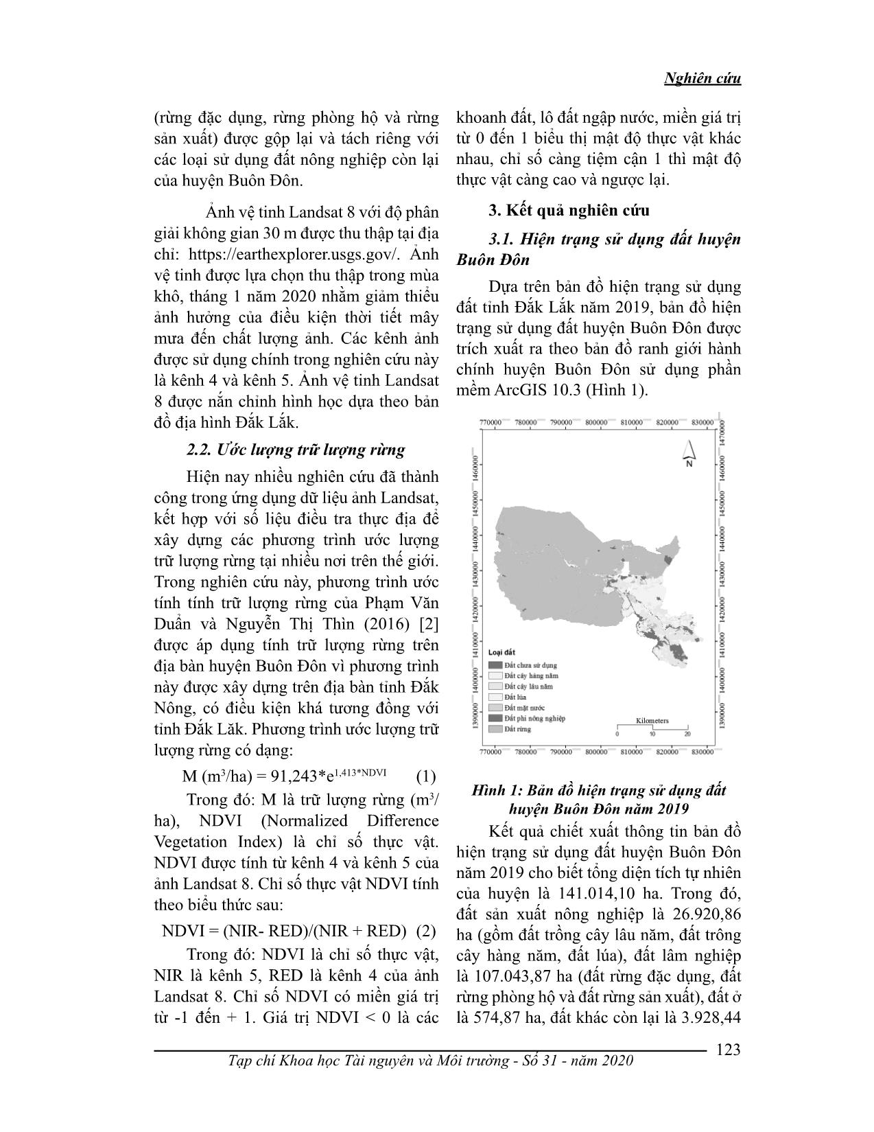 Đánh giá trữ lượng rừng lá rộng rụng lá tại huyện Buôn Đôn, tỉnh Đắk Lắk sử dụng ảnh vệ tinh Landsat 8 trang 3
