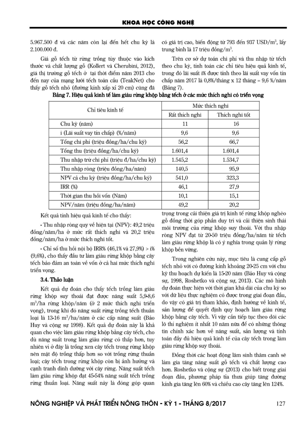 Dự đoán năng suất và hiệu quả kinh tế của cây tếch (Tectona grandis L.F.) trong làm giàu rùng khộp suy thoái trang 9