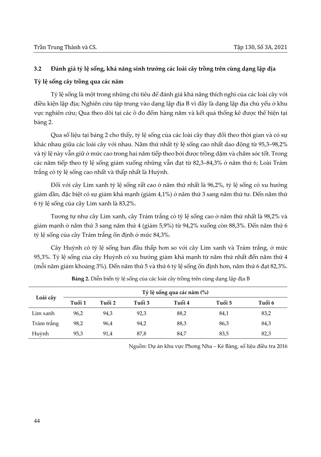 Đánh giá tình hình sinh trưởng của các loài cây bản địa theo các dạng lập địa khác nhau: Nghiên cứu trường hợp với 3 loài cây lim xanh, trám trắng và huỷnh tại tỉnh Quảng Bình trang 8