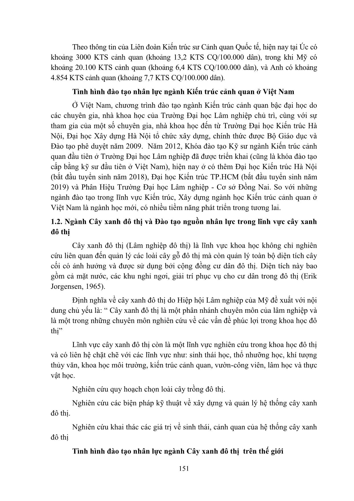 Đào tạo nguồn nhân lực ngành Lâm nghiệp trong lĩnh vực kiến trúc cảnh quan và cây xanh đô thị: Thực trạng, định hướng phát triển trang 7