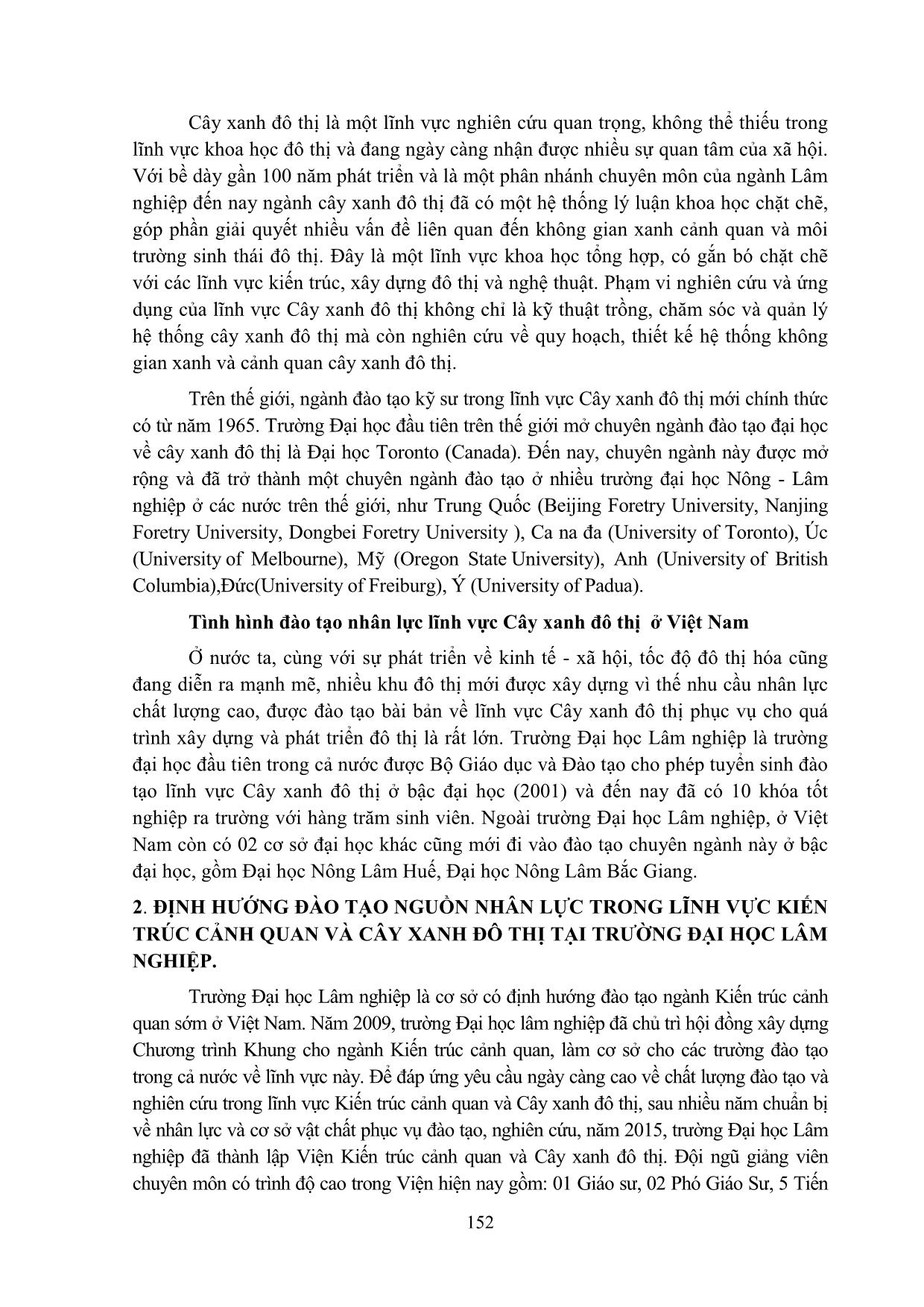 Đào tạo nguồn nhân lực ngành Lâm nghiệp trong lĩnh vực kiến trúc cảnh quan và cây xanh đô thị: Thực trạng, định hướng phát triển trang 8