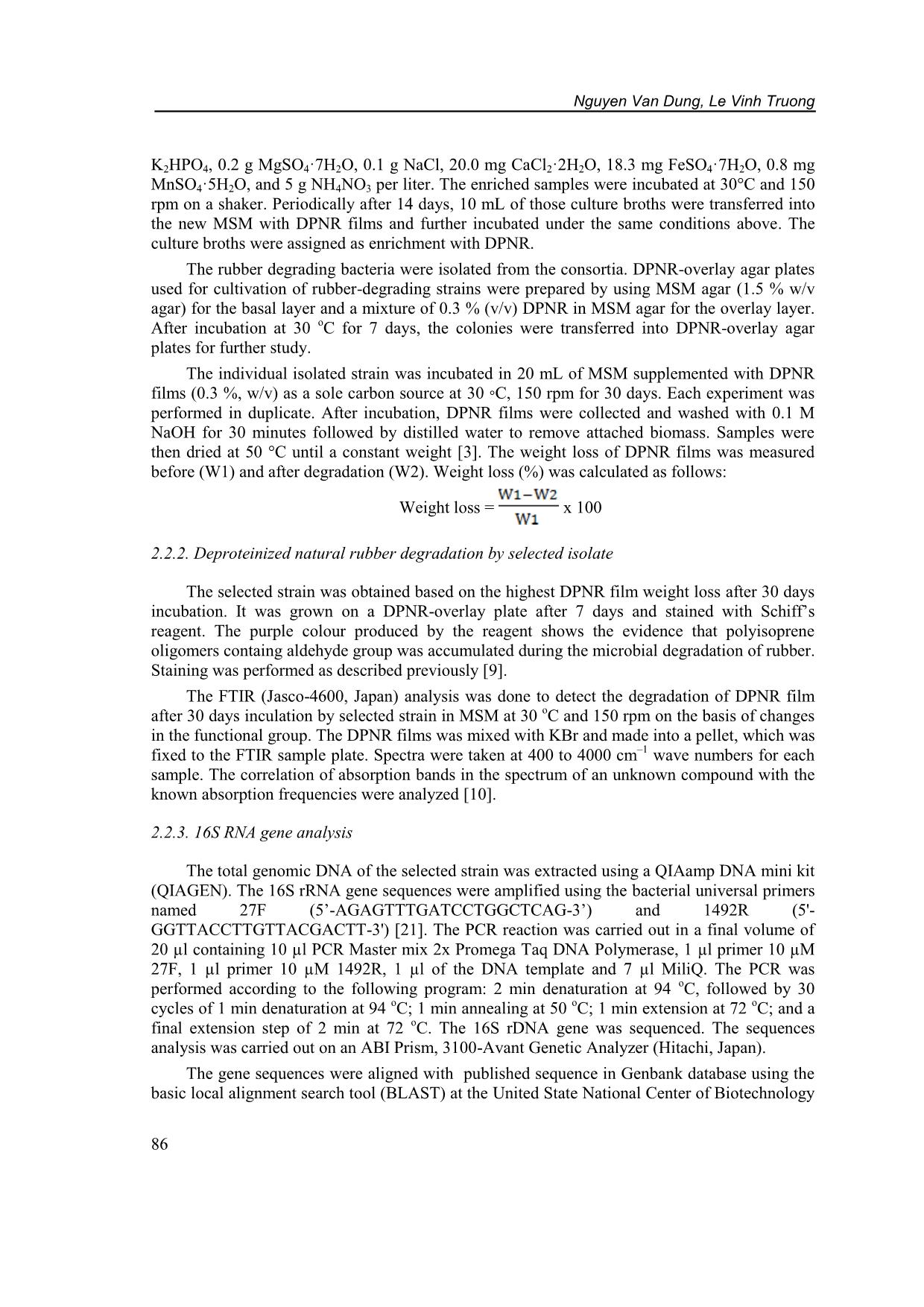 Degradation of deproteinized natural rubber by Gordonia sp. isolated from enrichment consortia trang 3