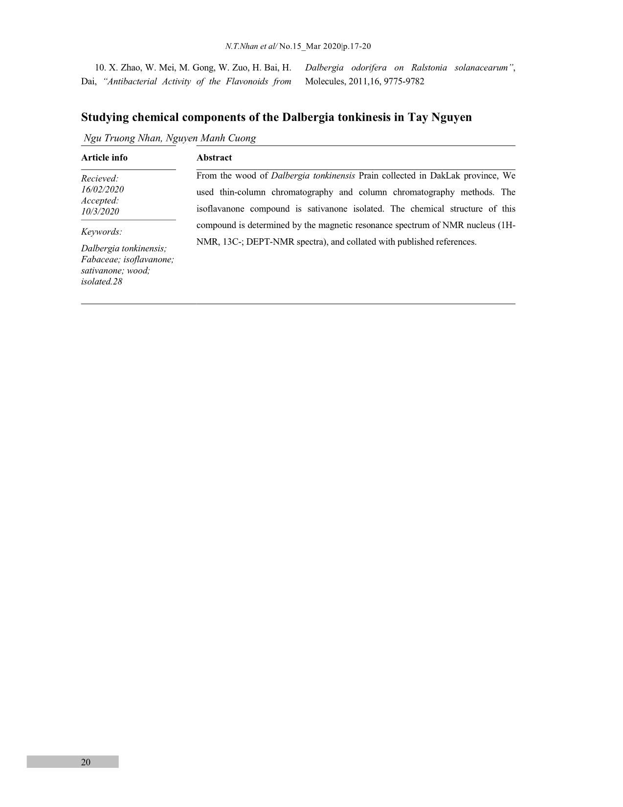Góp phần nghiên cứu về thành phần hóa học của cây Sưa đỏ (dalbergia tonkinesis) ở Tây Nguyên trang 4