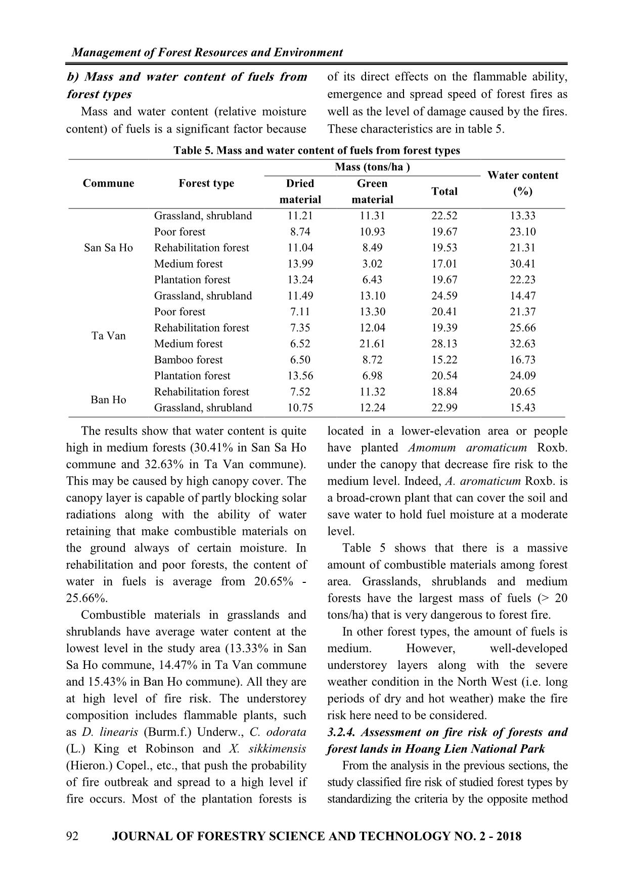 Characteristics of fuels and fire risk among the main forest types in Hoang Lien National Park trang 8