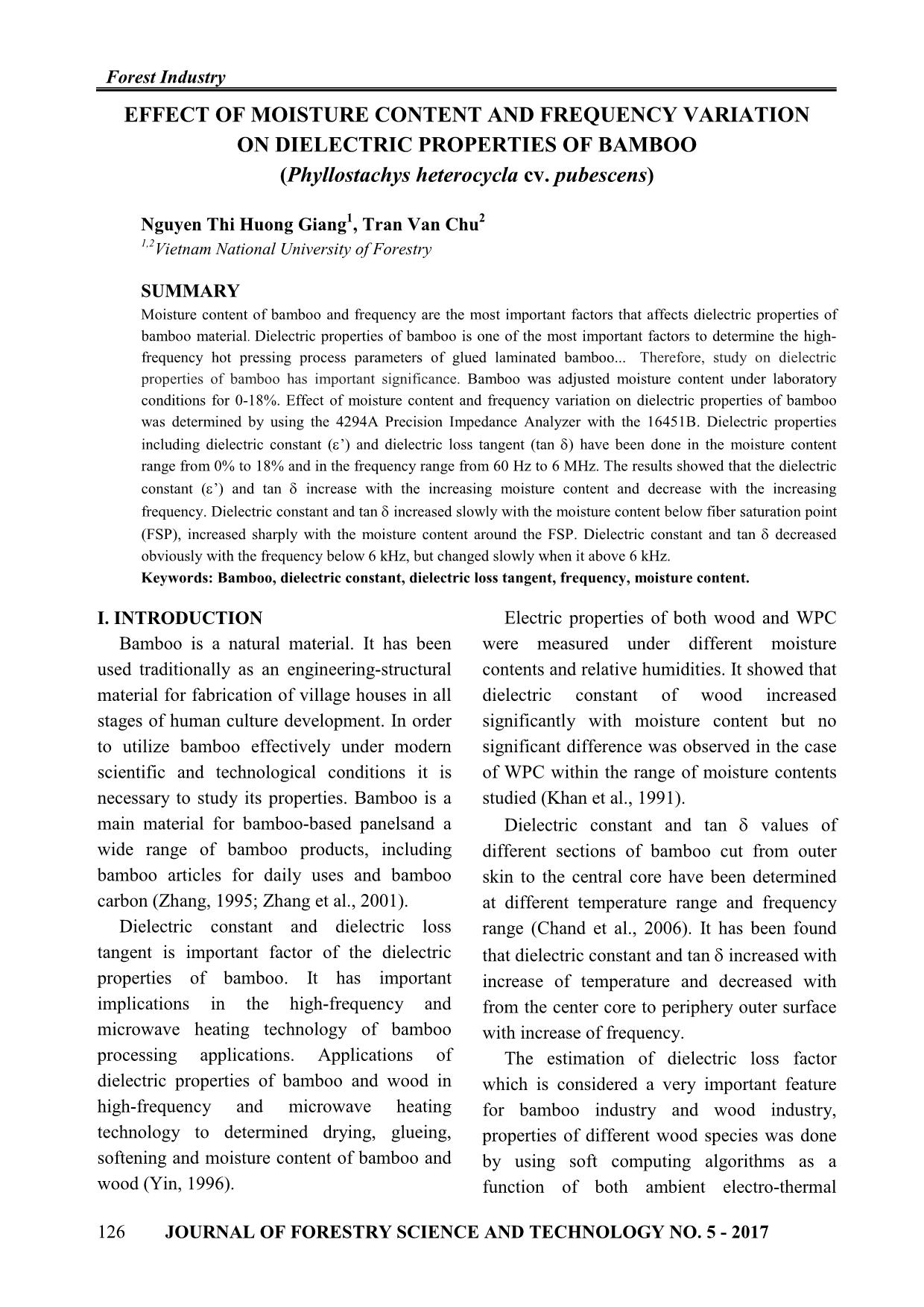 Effect of moisture content and frequency variation on dielectric properties of bamboo (Phyllostachys heterocycla cv. pubescens) trang 1