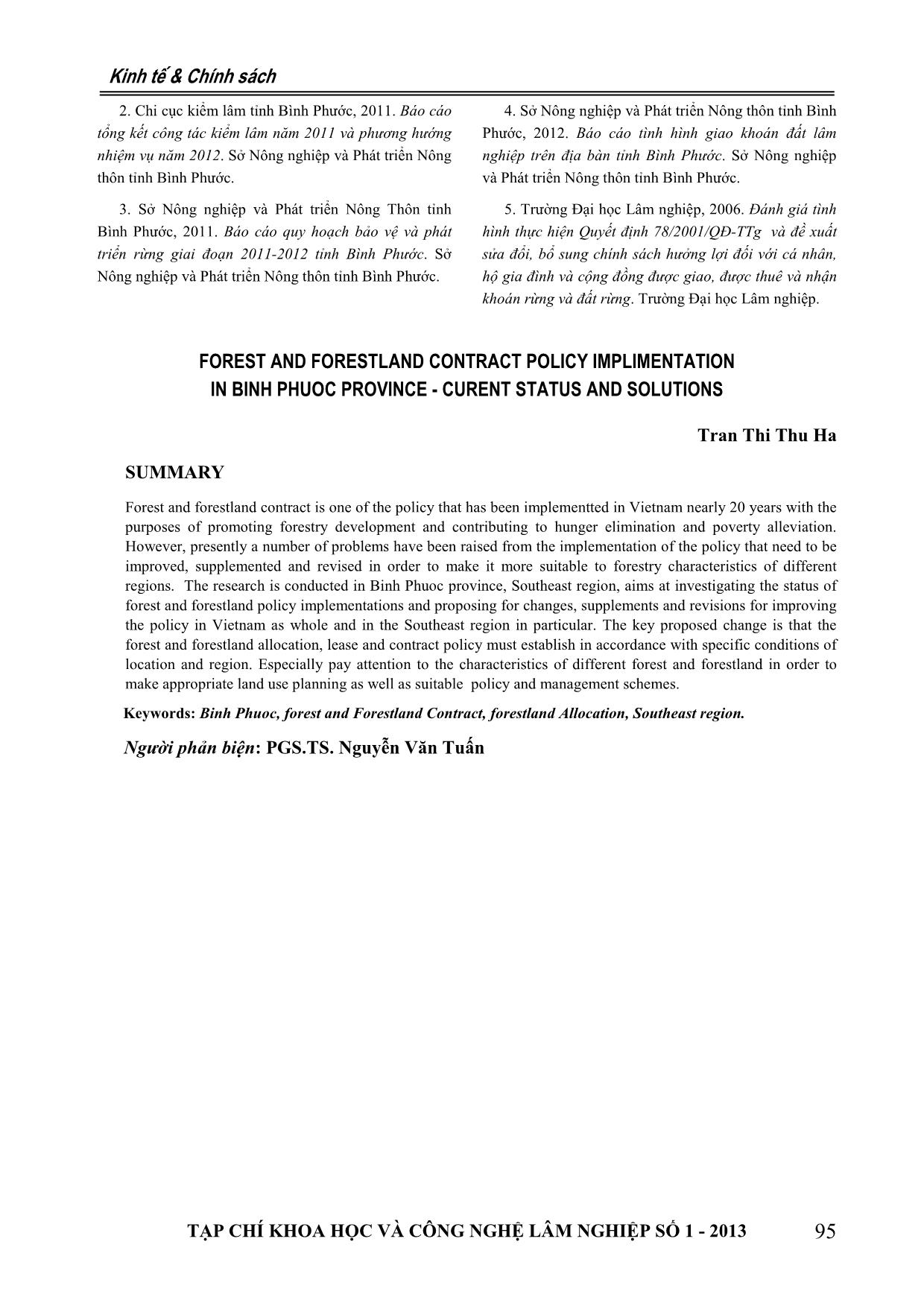 Giao khoán rừng và đất lâm nghiệp tại tỉnh Bình Phước thực trạng và giải pháp trang 8