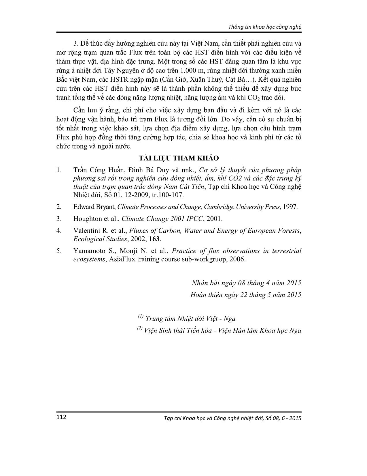 Nghiên cứu định lượng vai trò, chức năng của rừng đối với khí hậu tại Trung tâm nhiệt đới Việt - Nga trang 10