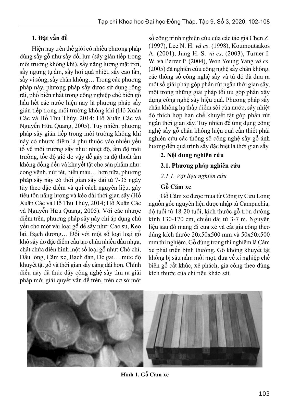 Nghiên cứu thông số công nghệ sấy chân không gỗ căm xe (Xylia xylocarpa) trang 2