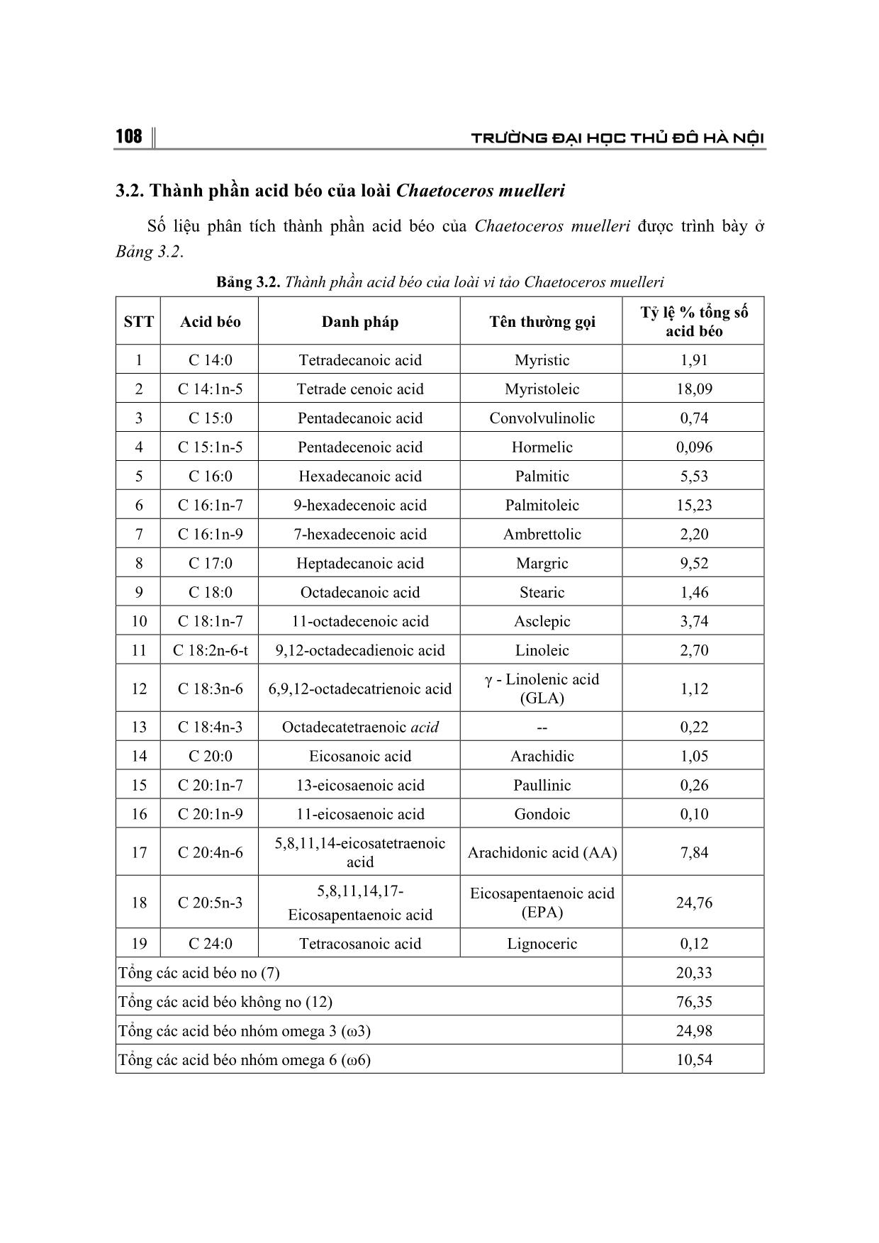 Nghiên cứu, xác định thành phần dinh dưỡng của một số loài tảo phân lập từ vùng rừng ngập mặn Vườn quốc gia Xuân Thủy, tỉnh Nam Định trang 6