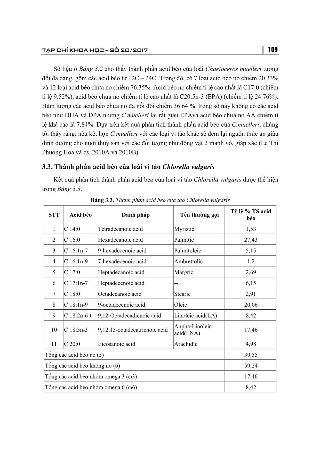 Nghiên cứu, xác định thành phần dinh dưỡng của một số loài tảo phân lập từ vùng rừng ngập mặn Vườn quốc gia Xuân Thủy, tỉnh Nam Định trang 7