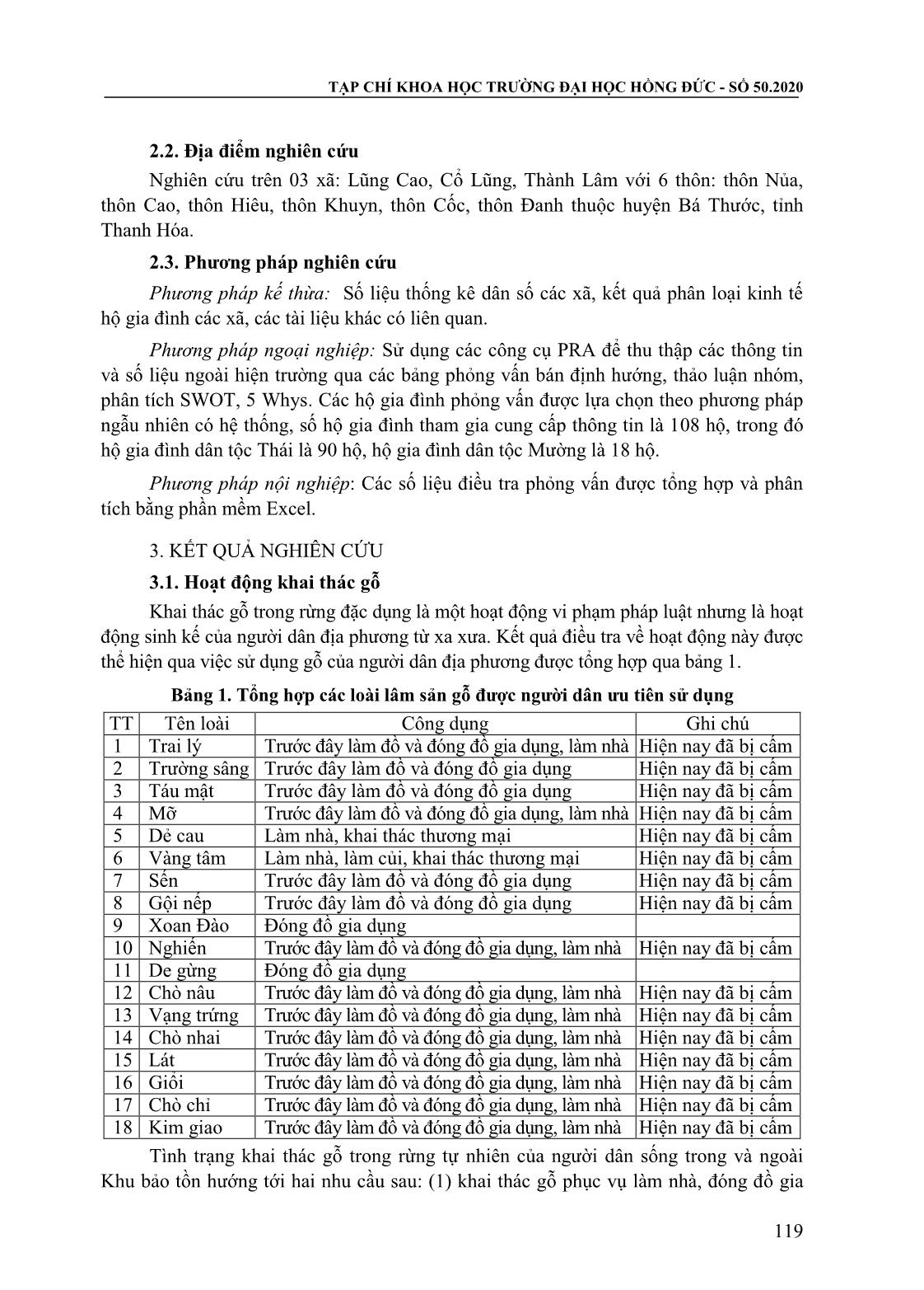 Tác động của người dân địa phương đến tài nguyên rừng tại khu bảo tồn thiên nhiên Pù Luông, tỉnh Thanh Hoá trang 2