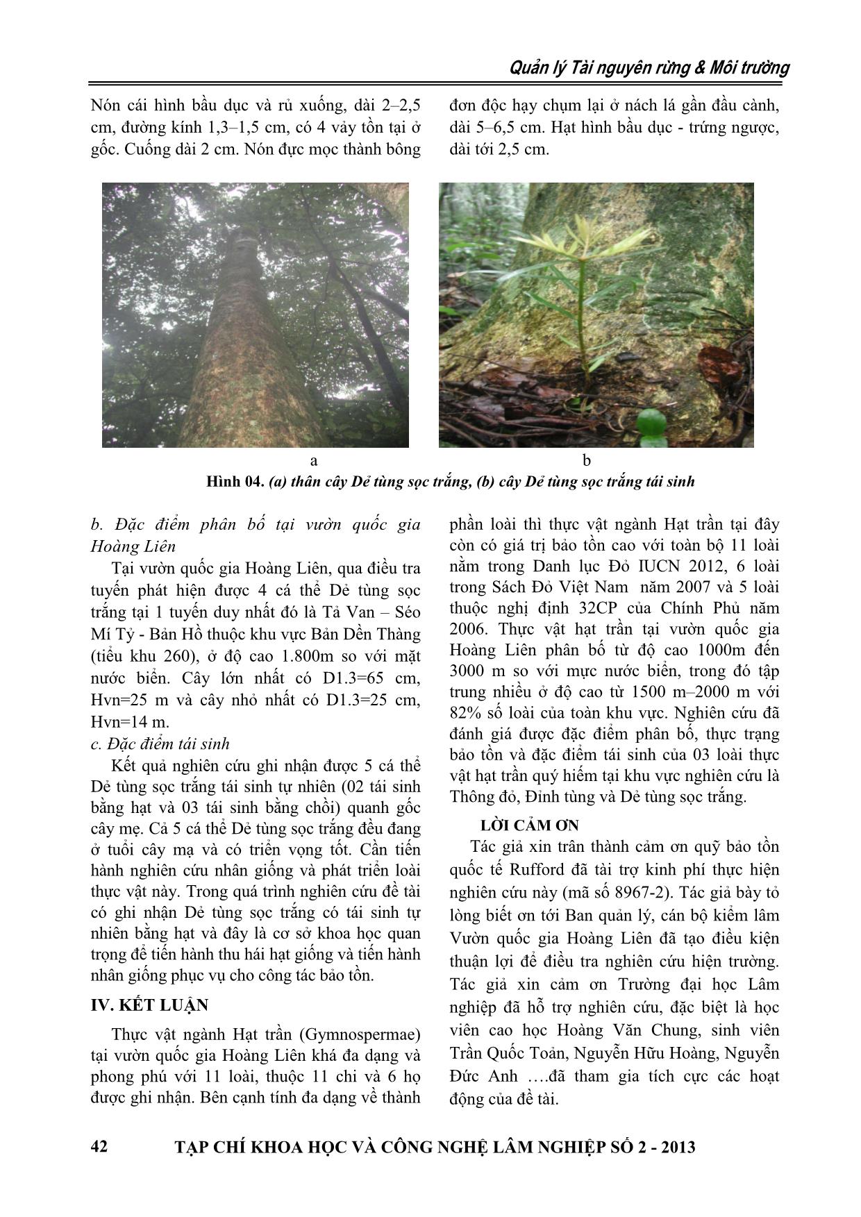 Thành phần loài và hiện trạng bảo tồn thực vật ngành hạt trần (Gymnosperm) tại Vườn quốc gia Hoàng Liên trang 7