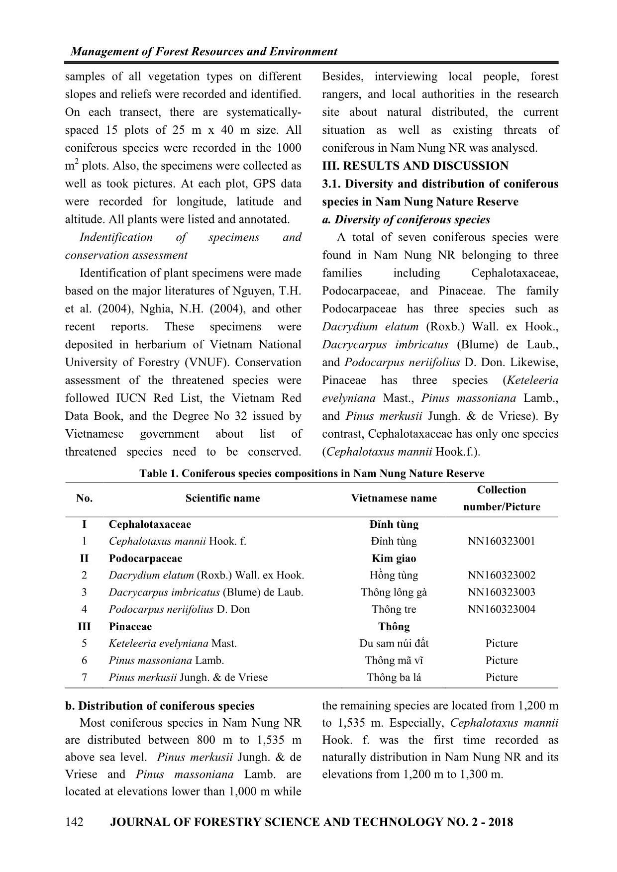 The status of coniferous plants of Nam Nung nature reserve in Dak Nong province trang 2