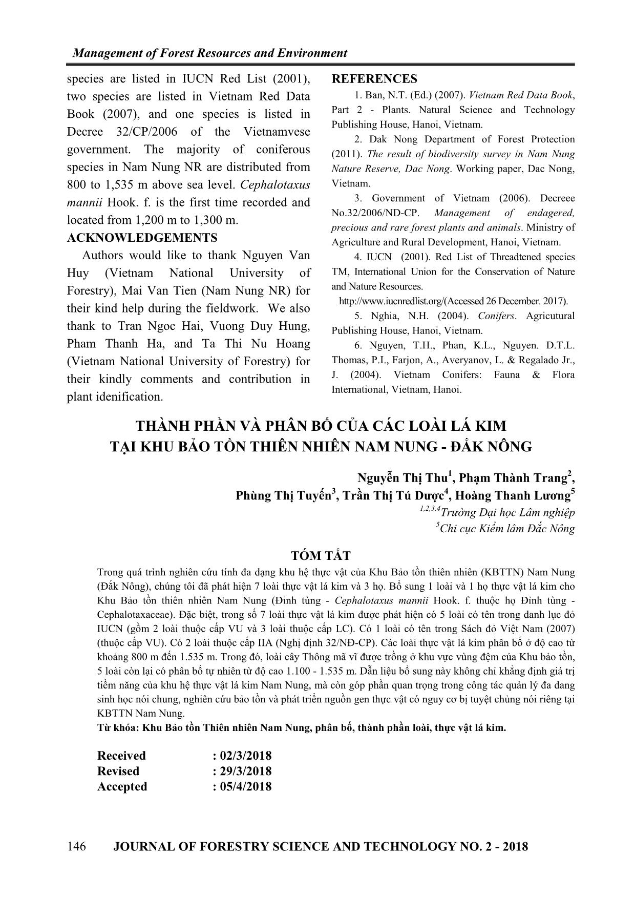 The status of coniferous plants of Nam Nung nature reserve in Dak Nong province trang 6