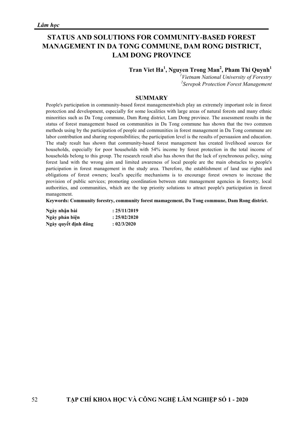Thực trạng và giải pháp cho quản lý rừng dựa vào cộng đồng tại xã Đạ Tông, huyện Đam Rông, tỉnh Lâm Đồng trang 9
