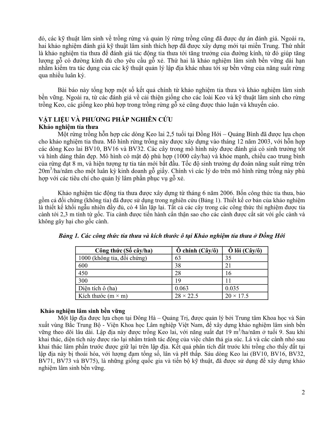 Trồng rừng keo gỗ xẻ: Một số biện pháp kỹ thuật lâm sinh và khuyến nghị các giống keo phù hợp trang 2
