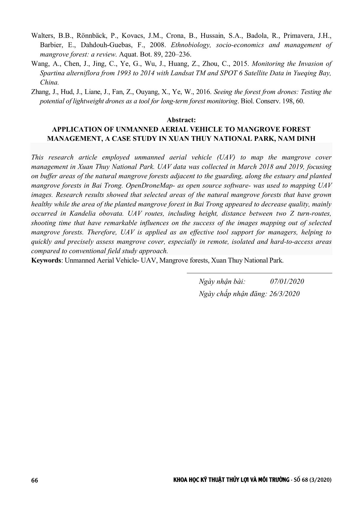 Ứng dụng công nghệ bay không người lái để quản lý rừng ngập mặn, nghiên cứu cụ thể tại Vườn Quốc gia Xuân Thủy, Nam Định trang 8