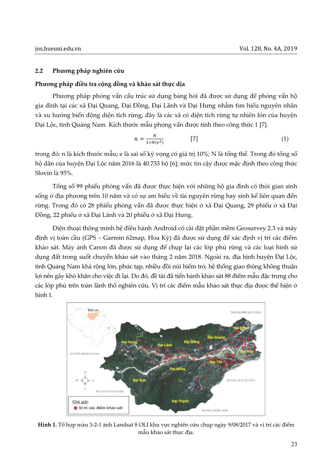Ứng dụng viễn thám và GIS trong đánh giá biến động diện tích rừng huyện Đại Lộc, tỉnh Quảng Nam giai đoạn 1988-2017 trang 3