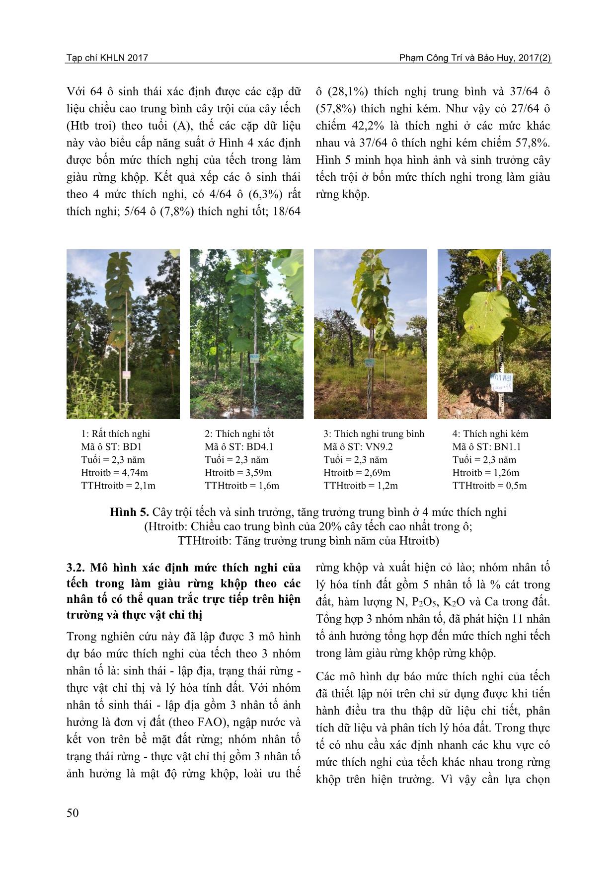 Xác định mức thích nghi của làm giàu rừng khộp bằng cây tếch (Tectona grandis L.F.) theo các nhân tố quan trắc trực tiếp và thực vật chỉ thị trang 8